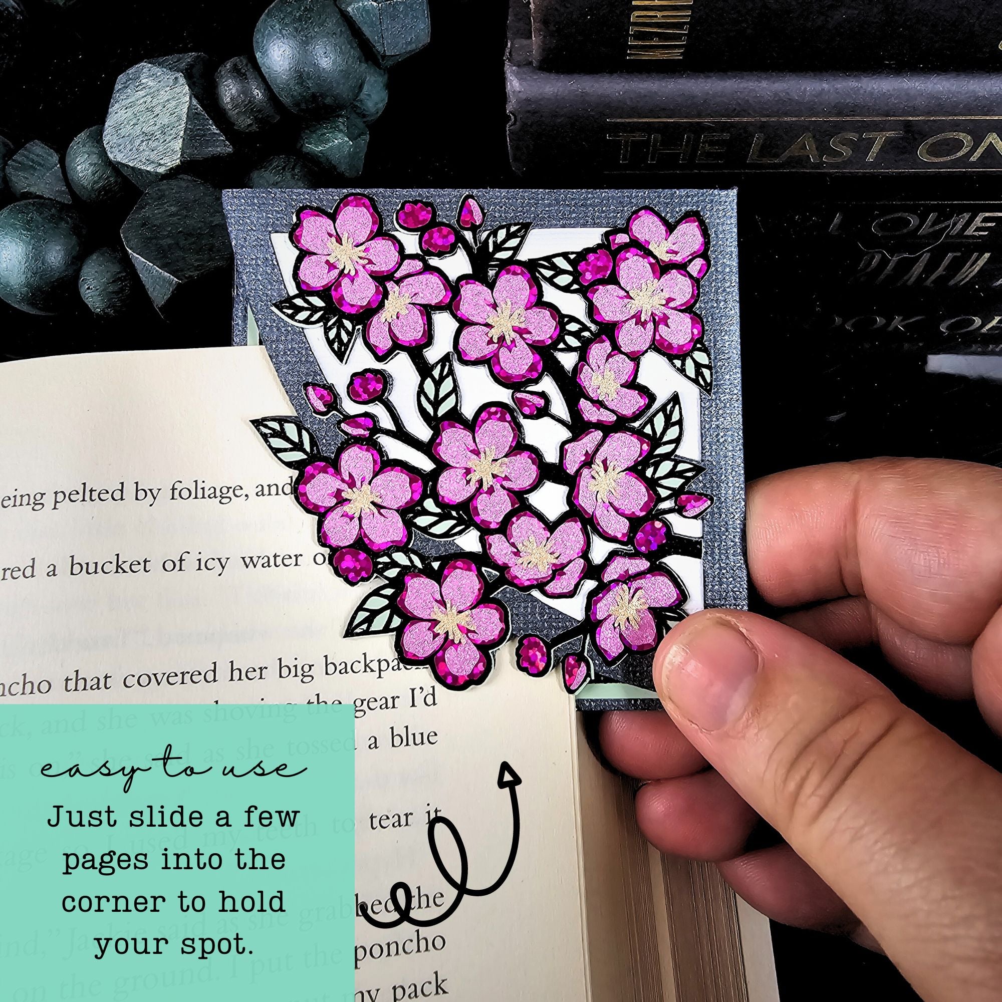 Vivid Cherry Blossom Deluxe Handmade Corner Bookmark