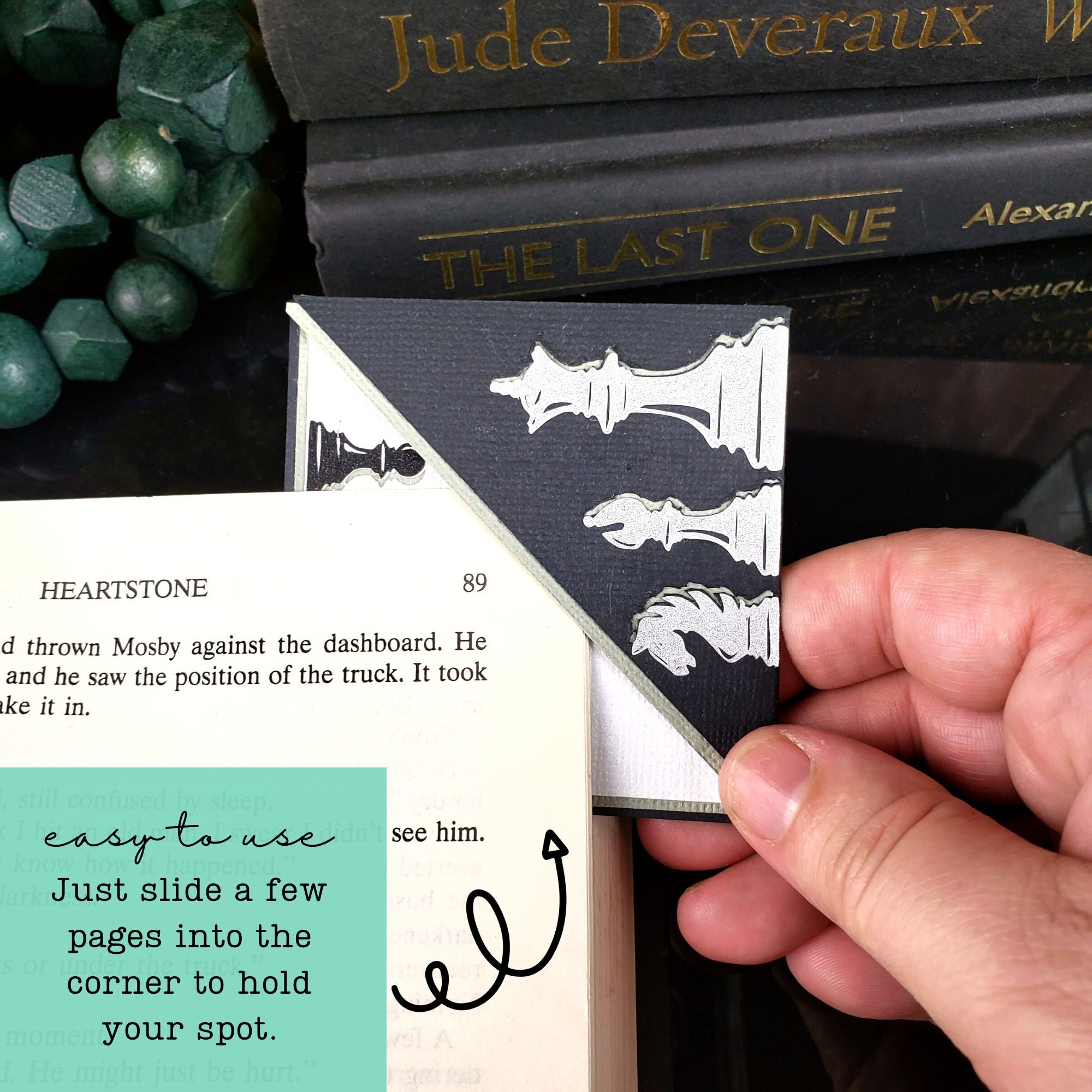 Black Chess Signature Corner Bookmark