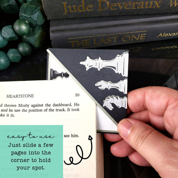 Black Chess Signature Corner Bookmark