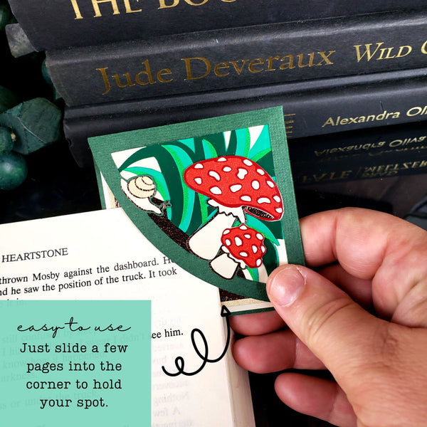 Mushroom & Snail Deluxe Corner Bookmark