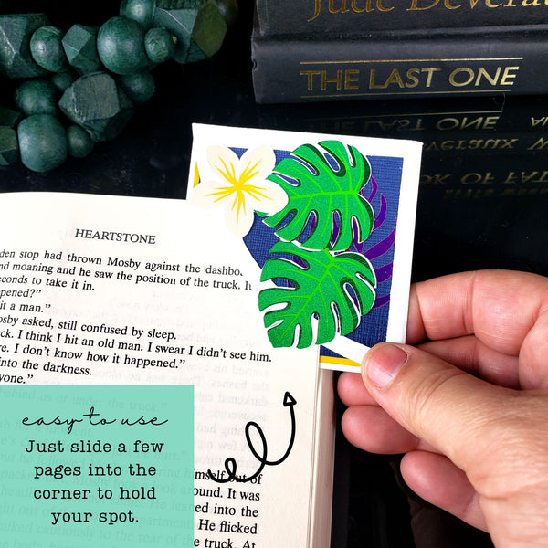 Monstera Plumeria Deluxe Corner Bookmark
