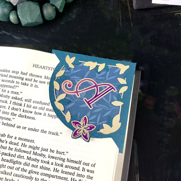 Letter + Leaves Personalized Initial Signature Corner Bookmark