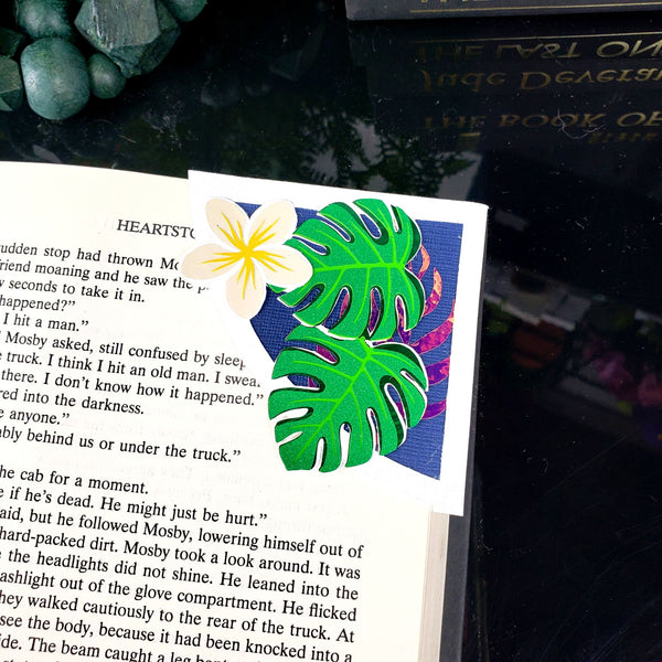 Monstera Plumeria Deluxe Corner Bookmark