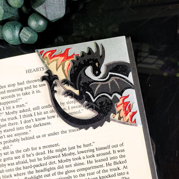 Midnight Dragon Deluxe Handmade Corner Bookmark