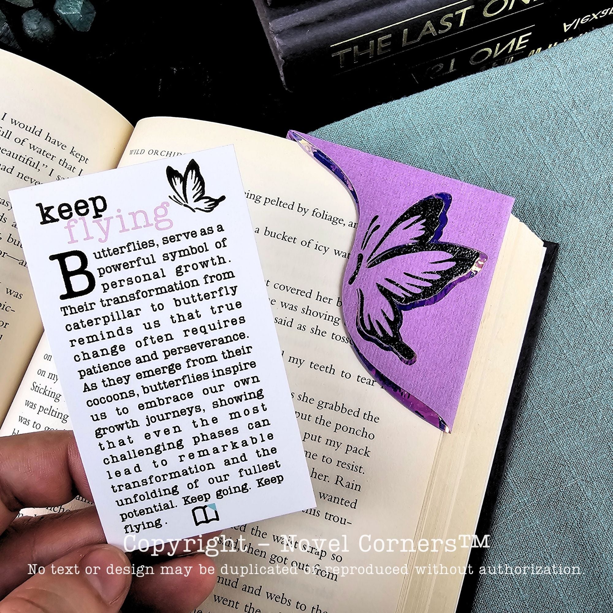 Keep Flying Purple Butterfly Signature Bookmark + Card Gift Set