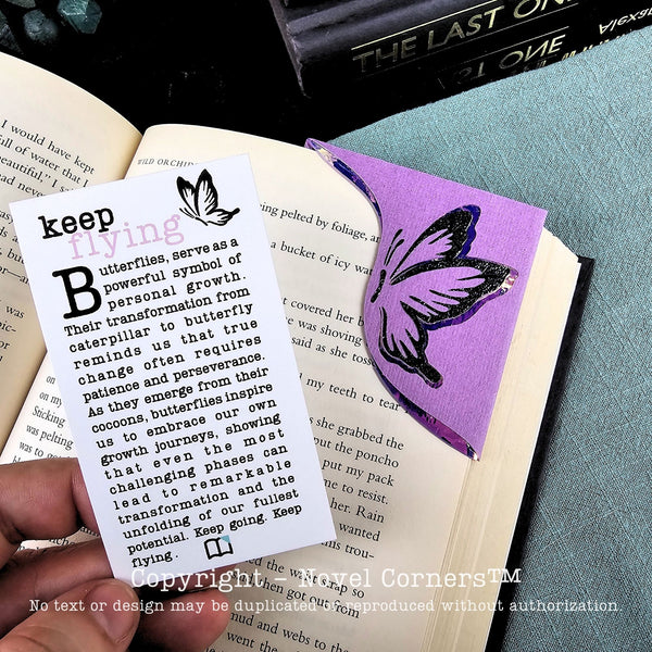 Keep Flying Purple Butterfly Signature Bookmark + Card Gift Set