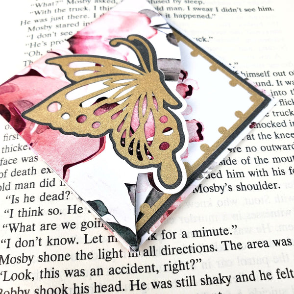 Golden Butterfly Deluxe Corner Bookmark