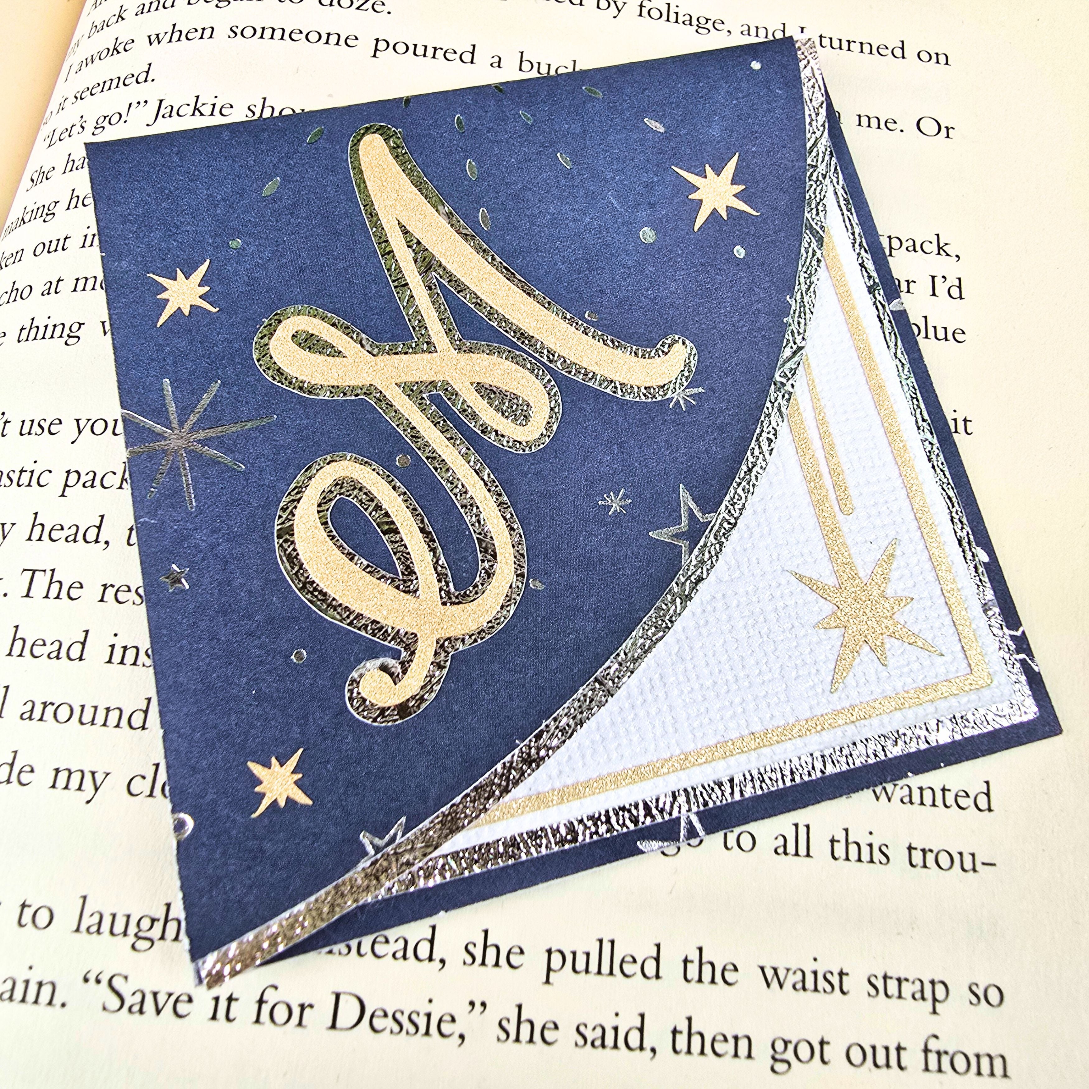 Letter + Stars Personalized Initial Signature Corner Bookmark