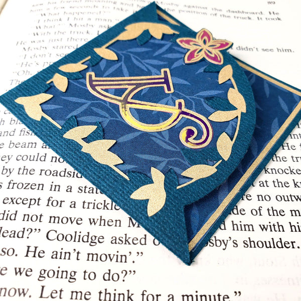 Letter + Leaves Personalized Initial Signature Corner Bookmark