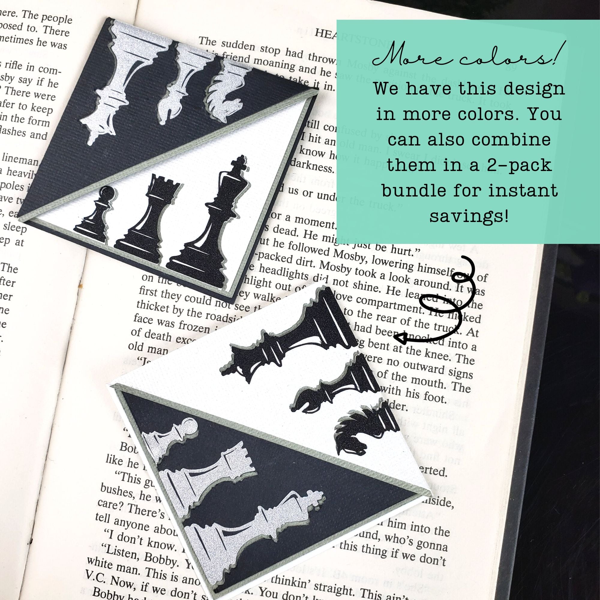 Black Chess Signature Corner Bookmark
