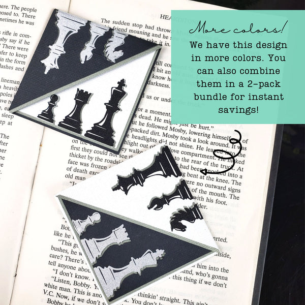 Black Chess Signature Corner Bookmark