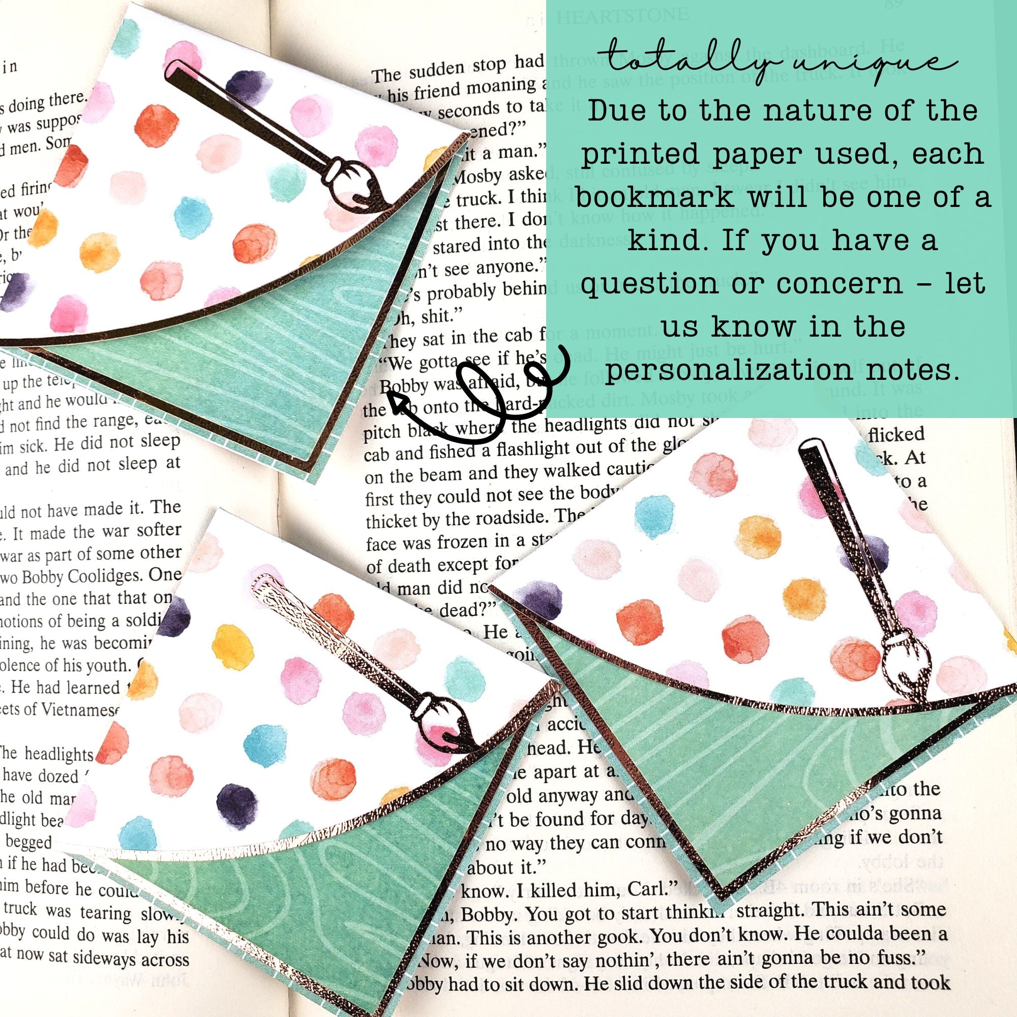 Paintbrush Artist Signature Corner Bookmark