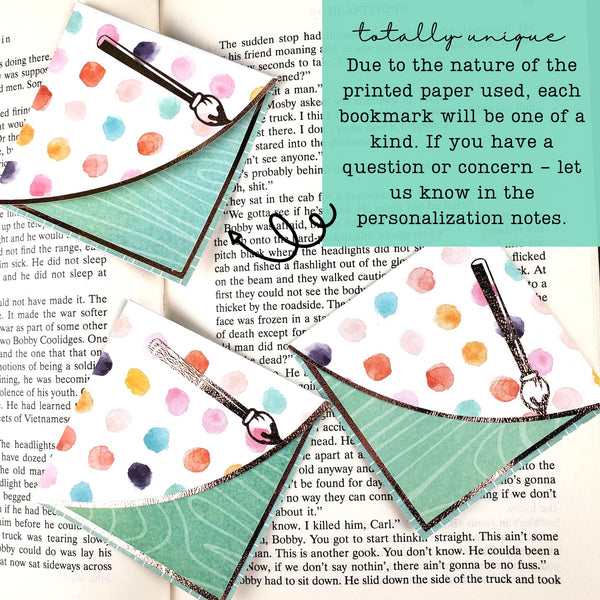 Paintbrush Artist Signature Corner Bookmark