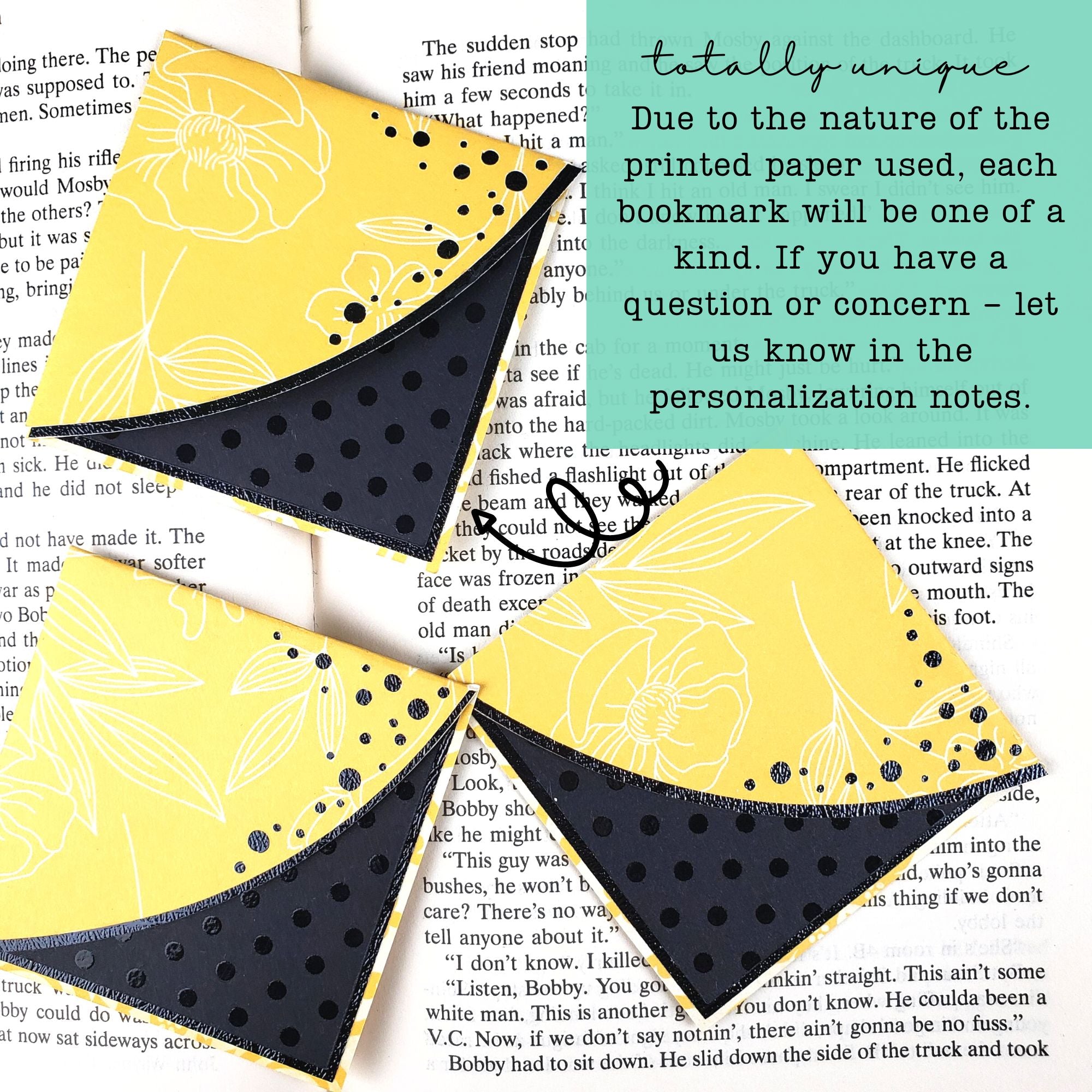 Yellow + Dots Signature Corner Bookmark