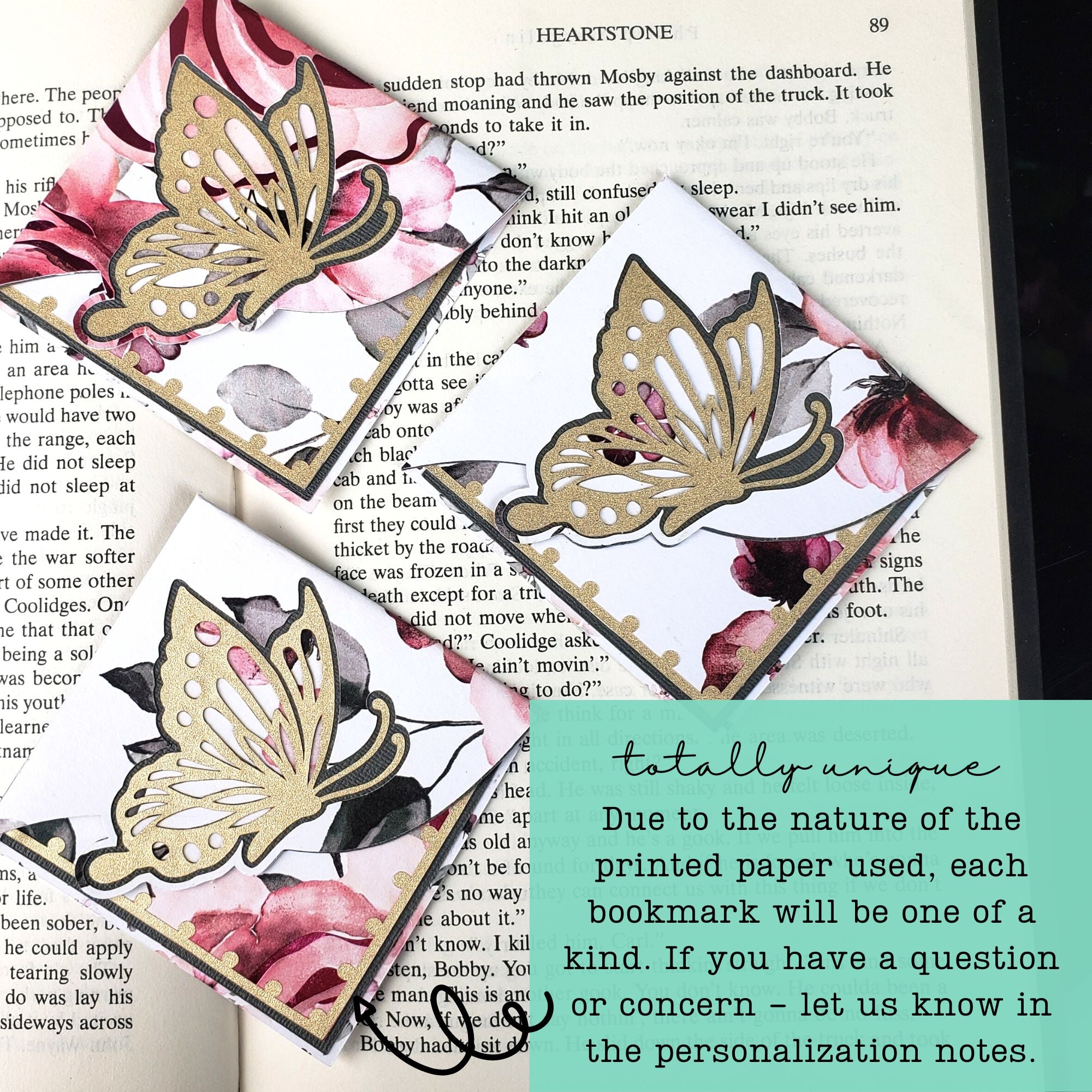 Golden Butterfly Deluxe Corner Bookmark
