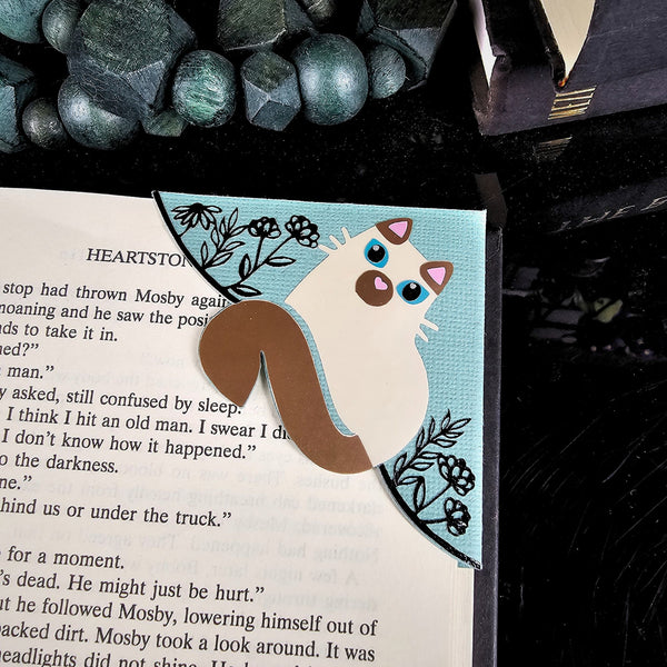 Kitty Among the Flowers Signature Corner Bookmark