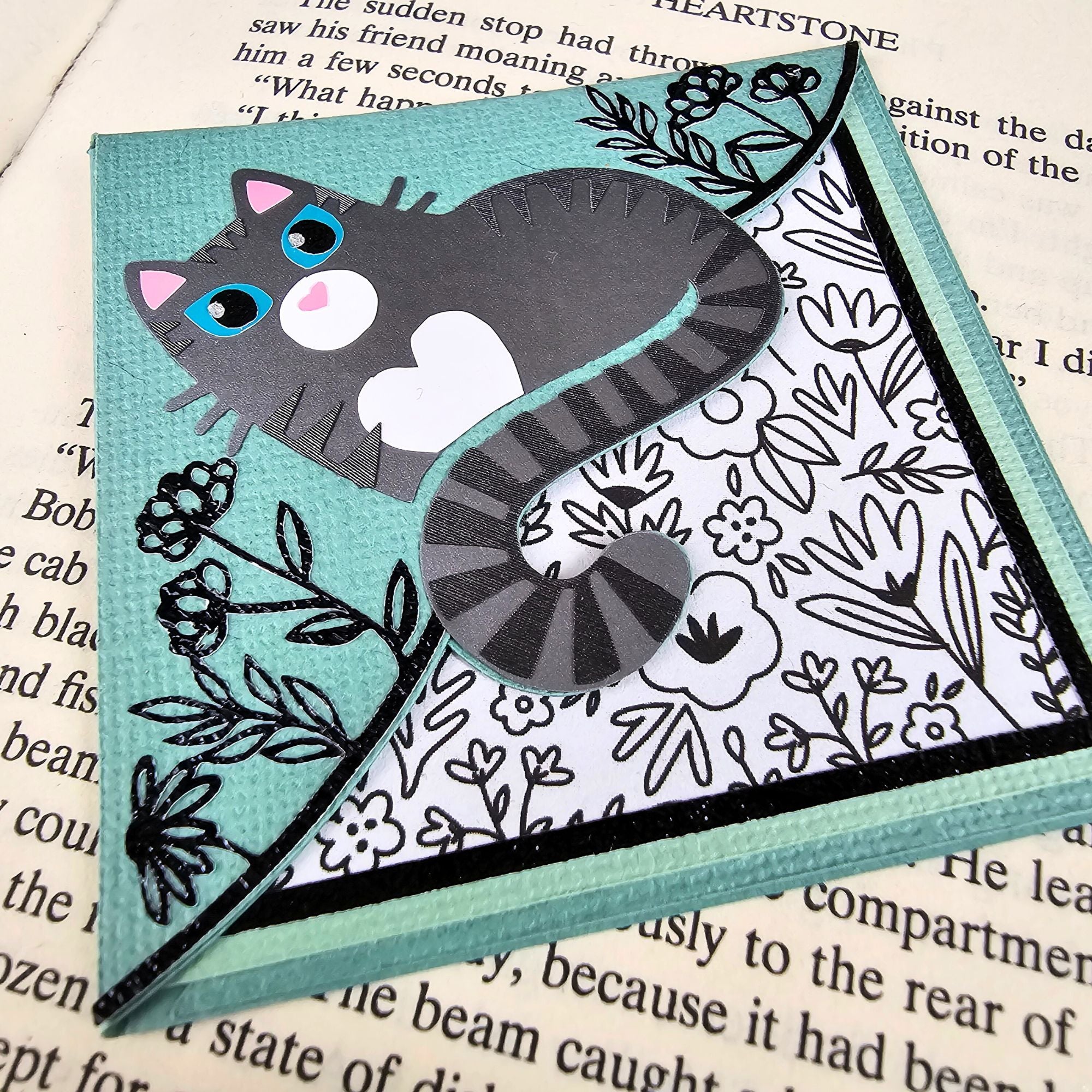 Kitty Among the Flowers Signature Corner Bookmark