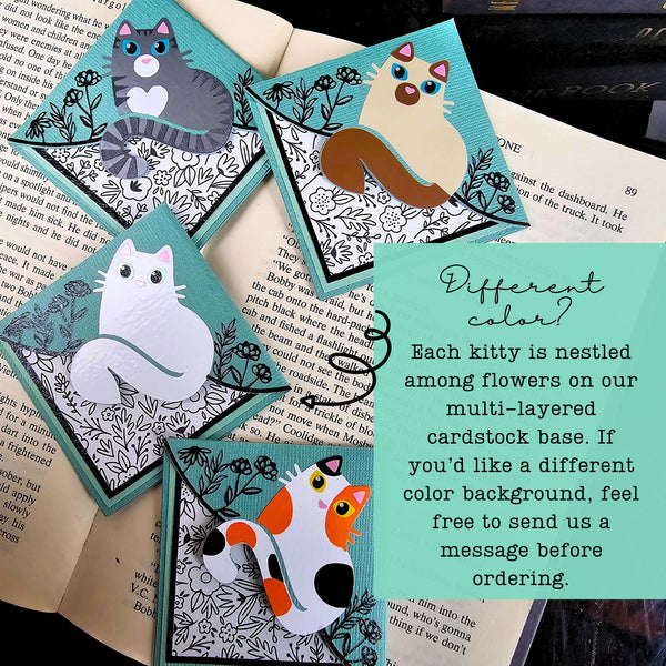 Kitty Among the Flowers Signature Corner Bookmark