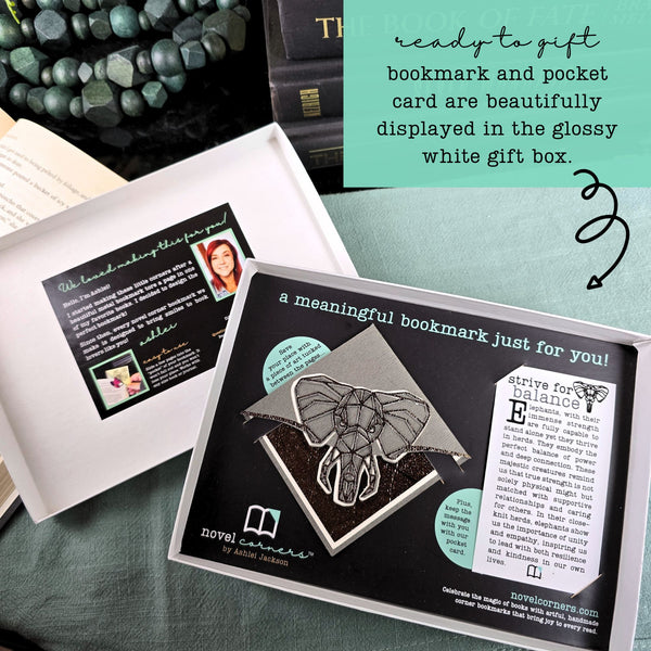 Strive for Balance Elephant Deluxe Bookmark + Card Gift Set
