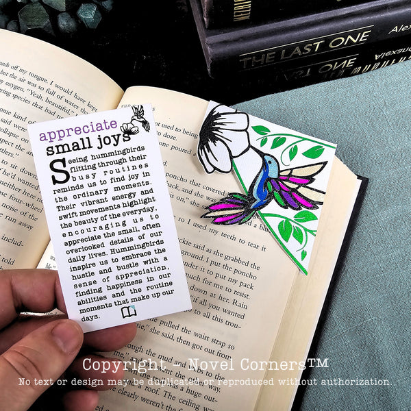 Appreciate Small Joys Hummingbird Deluxe Bookmark + Card Gift Set