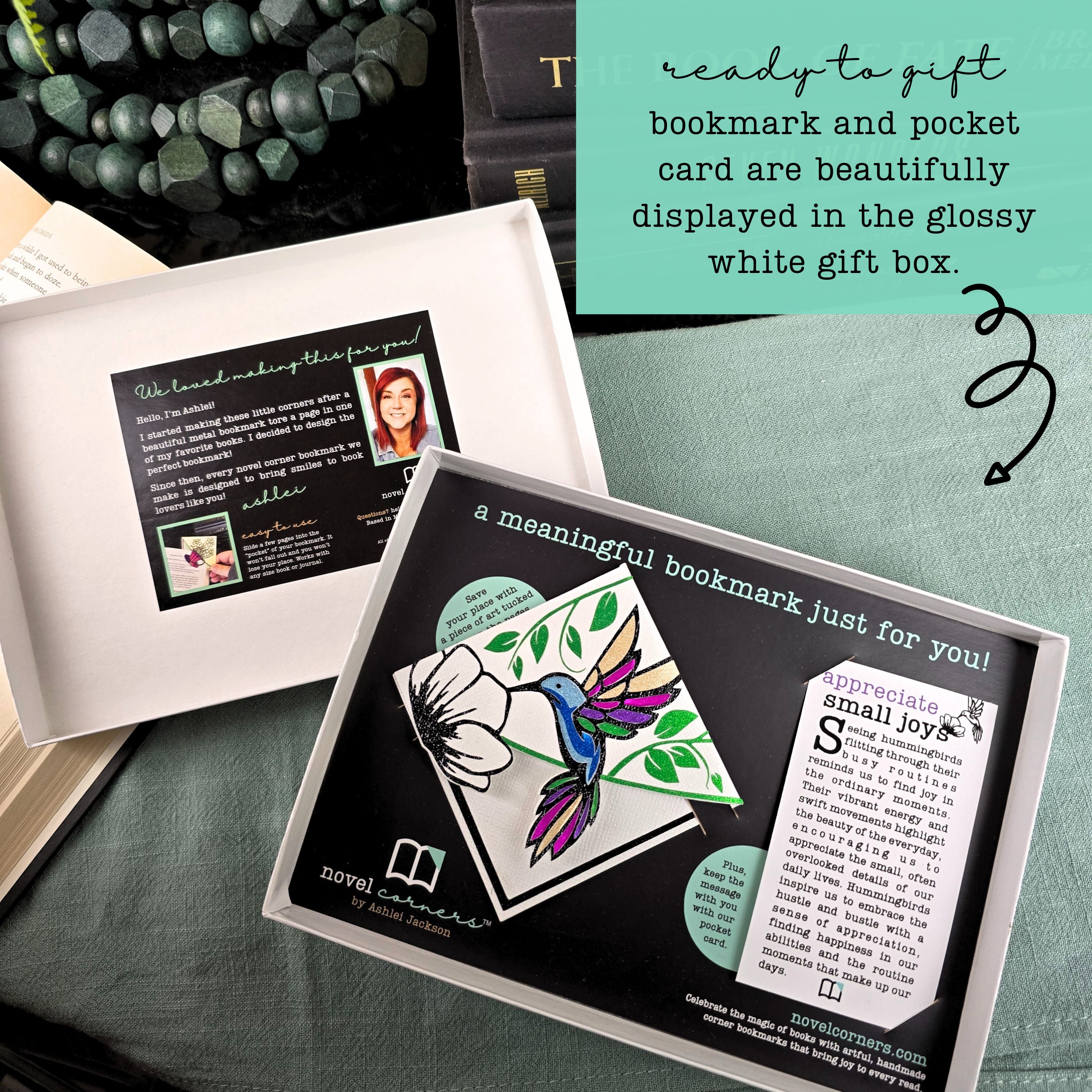 Appreciate Small Joys Hummingbird Deluxe Bookmark + Card Gift Set