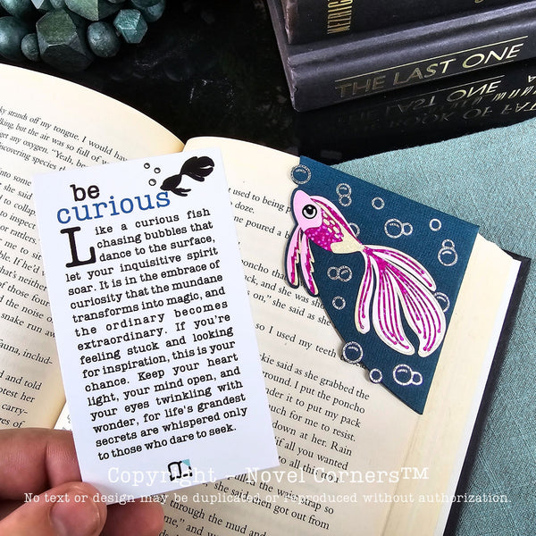 Be Curious Pink Fish Signature Bookmark + Card Gift Set