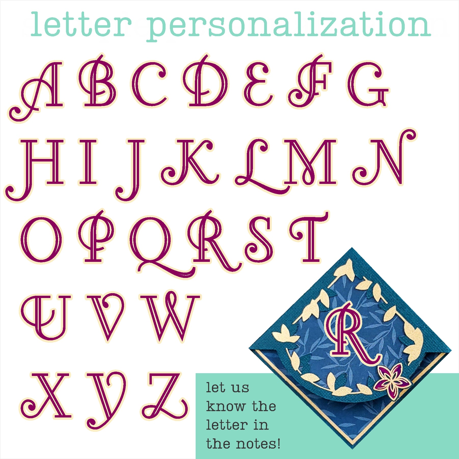 Letter + Leaves Personalized Initial Signature Corner Bookmark