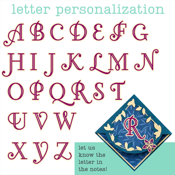 Letter + Leaves Personalized Initial Signature Corner Bookmark