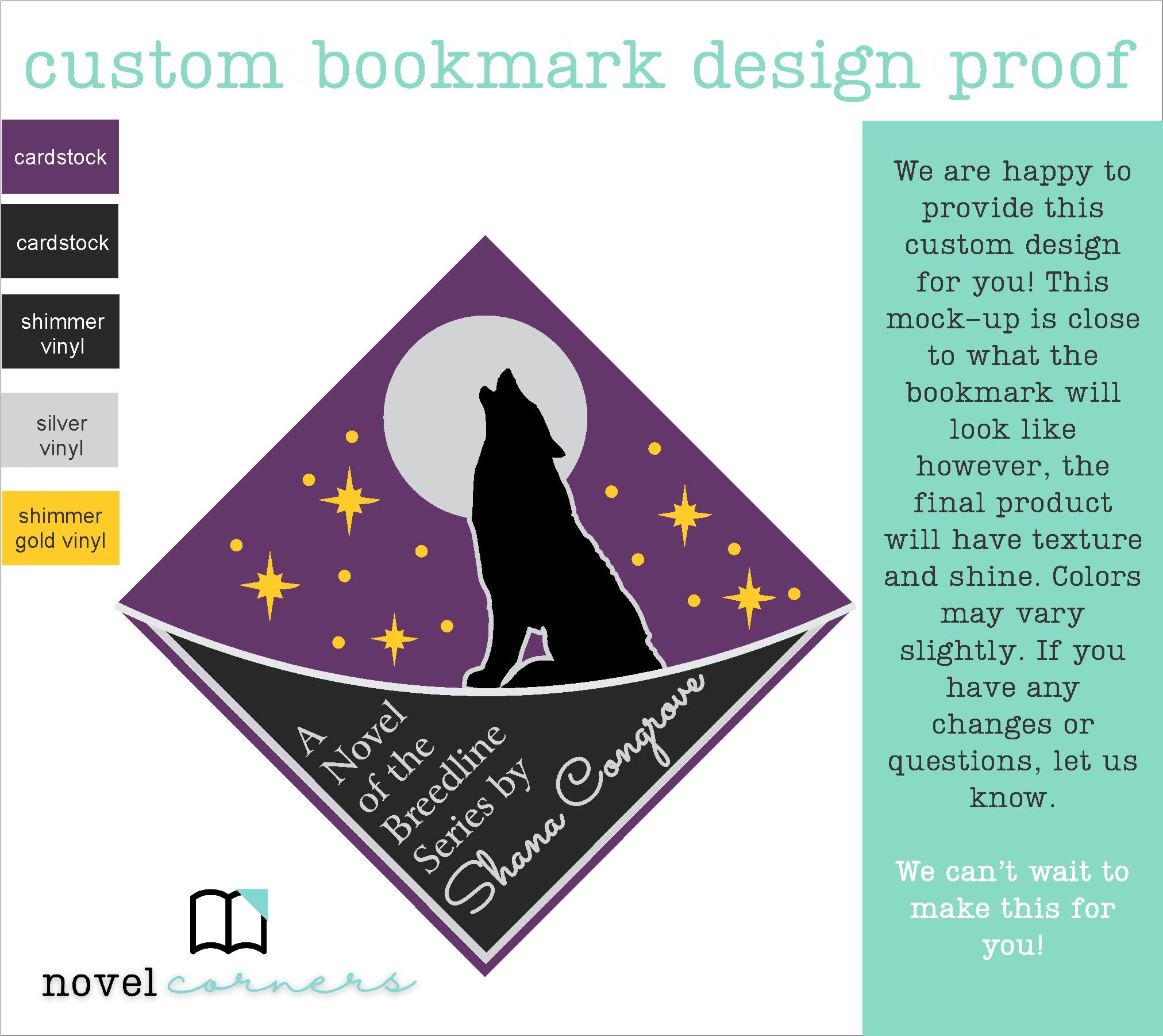 For Authors - Custom Designed Corner Bookmark to Match Your Book