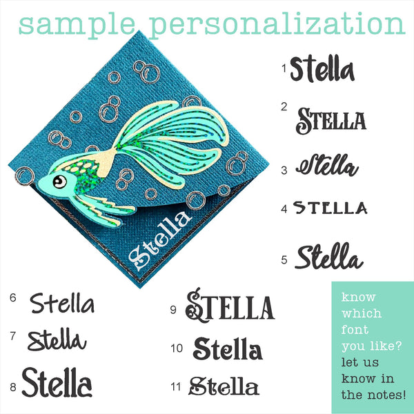 Green Glitter Fish Signature Corner Bookmark