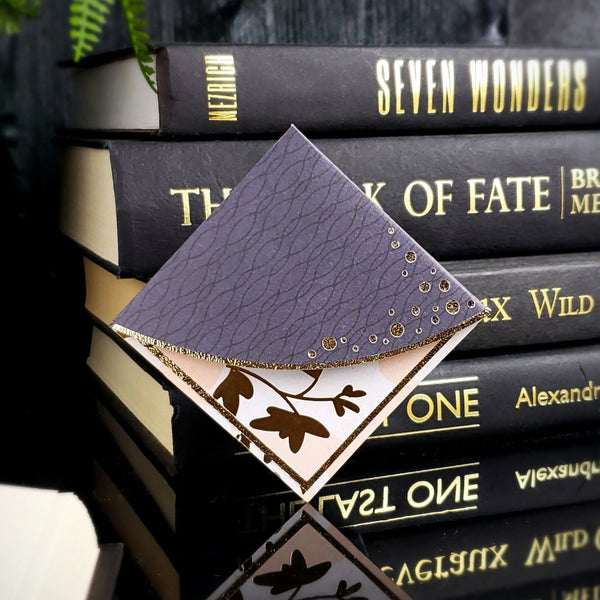 Gray + Gold Signature Corner Bookmark