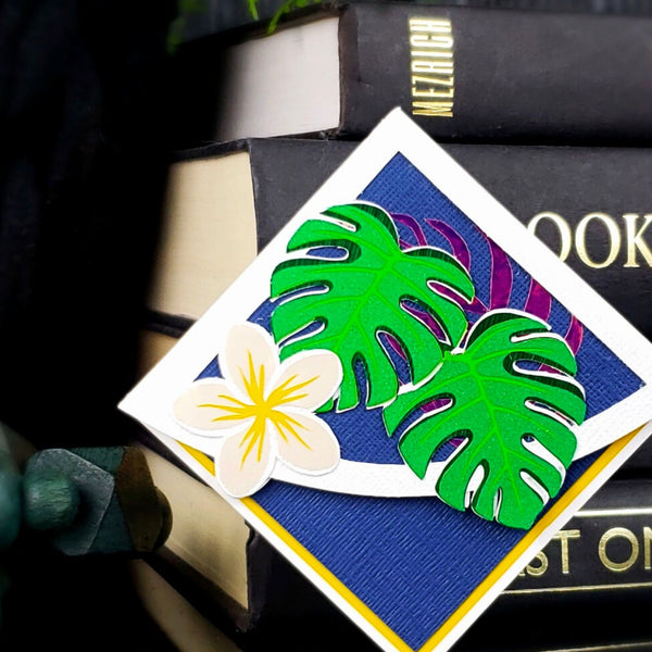 Monstera Plumeria Deluxe Corner Bookmark