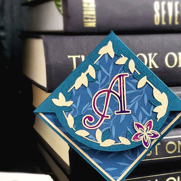 Letter + Leaves Personalized Initial Signature Corner Bookmark