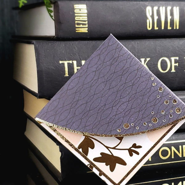 Gray + Gold Signature Corner Bookmark