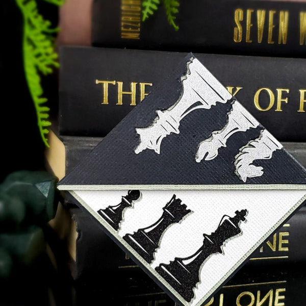 Black Chess Signature Corner Bookmark