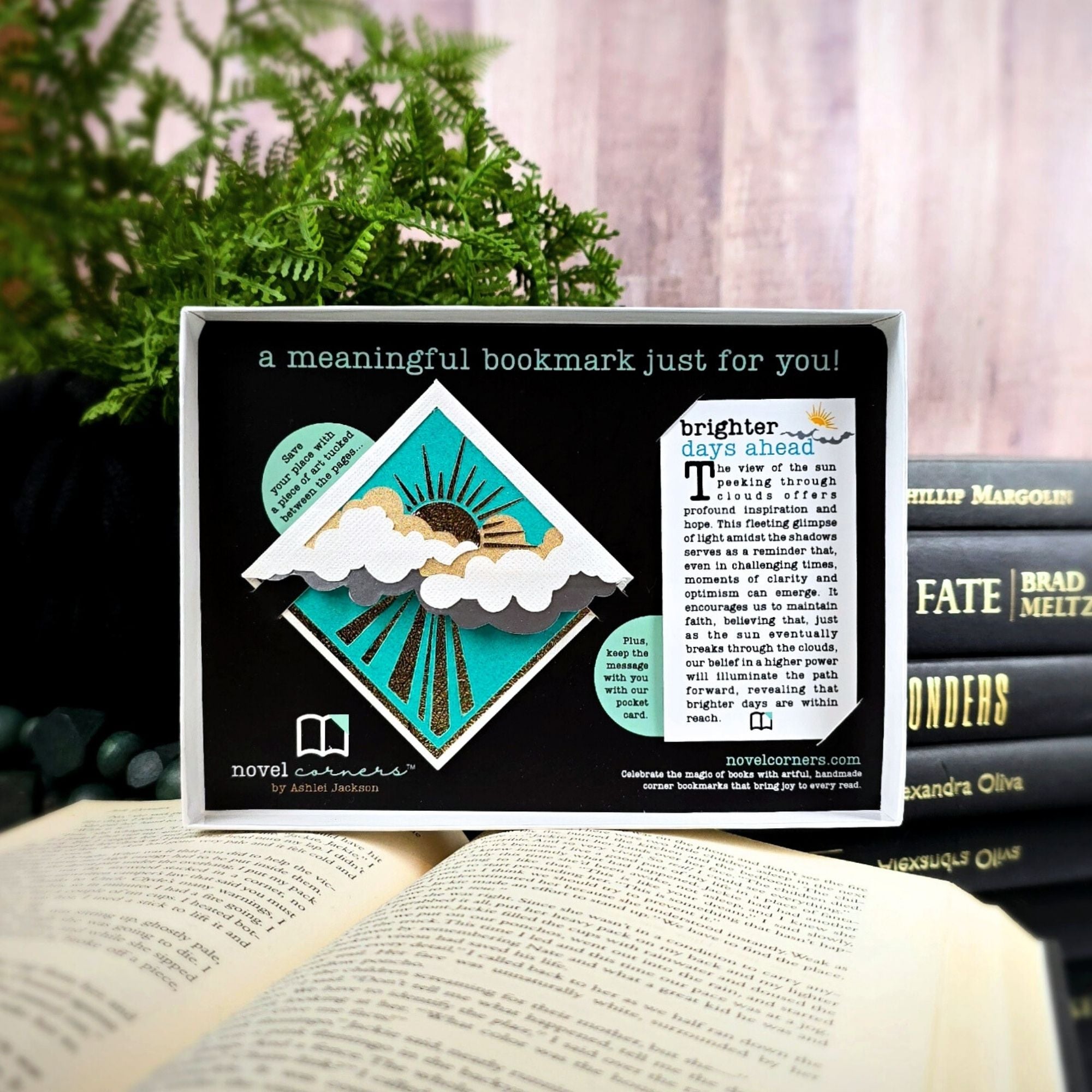 Bright Days Ahead Sunshine Clouds Deluxe Bookmark + Card Gift Set