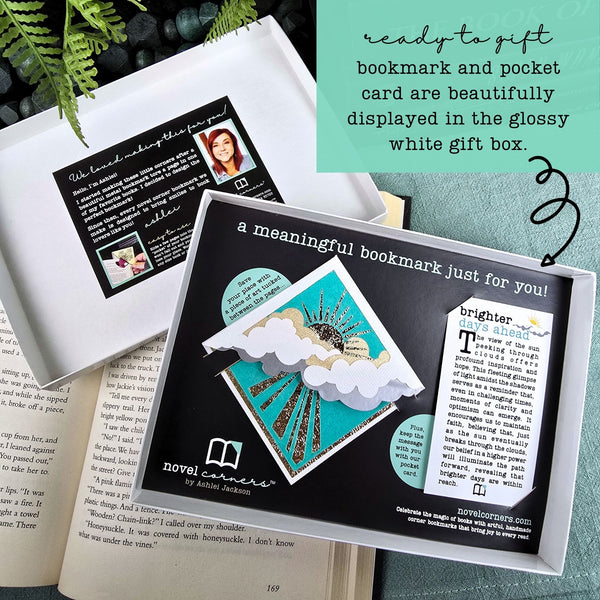 Bright Days Ahead Sunshine Clouds Deluxe Bookmark + Card Gift Set