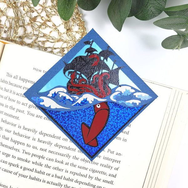 Krakken Squid Pirate Deluxe Corner Bookmark
