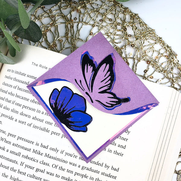 Purple Butterfly Poppy Signature Corner Bookmark