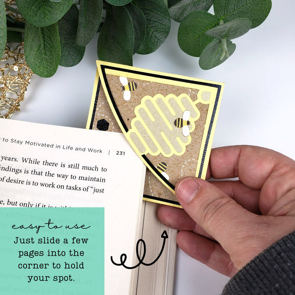 Bee Beehive Signature Corner Bookmark