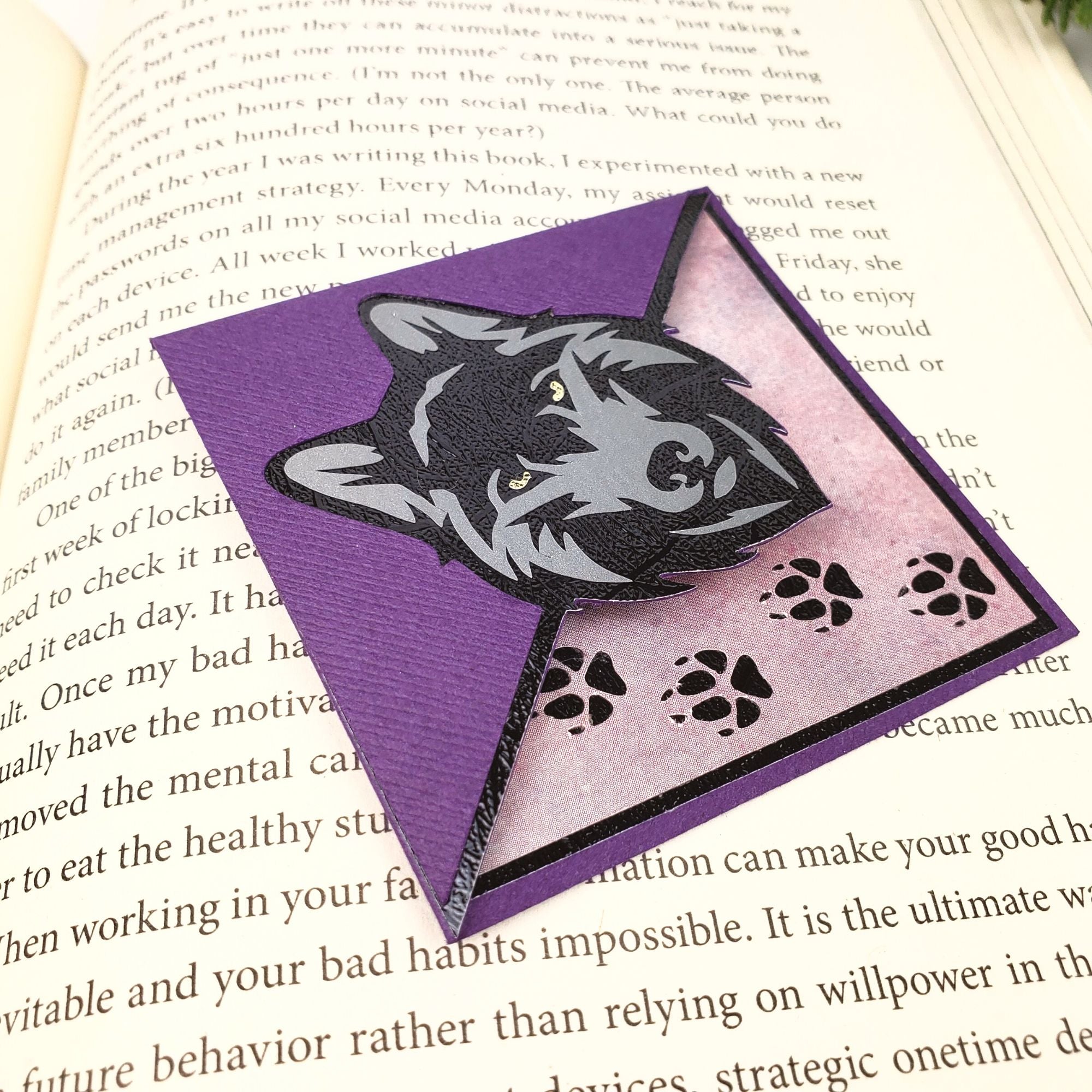 Purple Wolf Signature Corner Bookmark