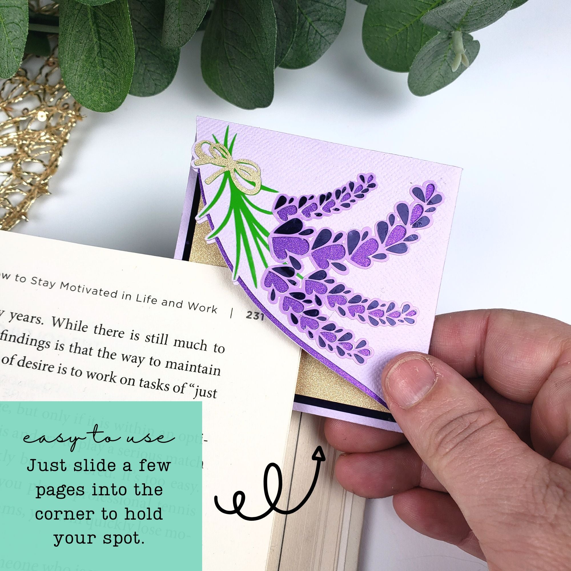 Lavender Bouquet Deluxe Corner Bookmark
