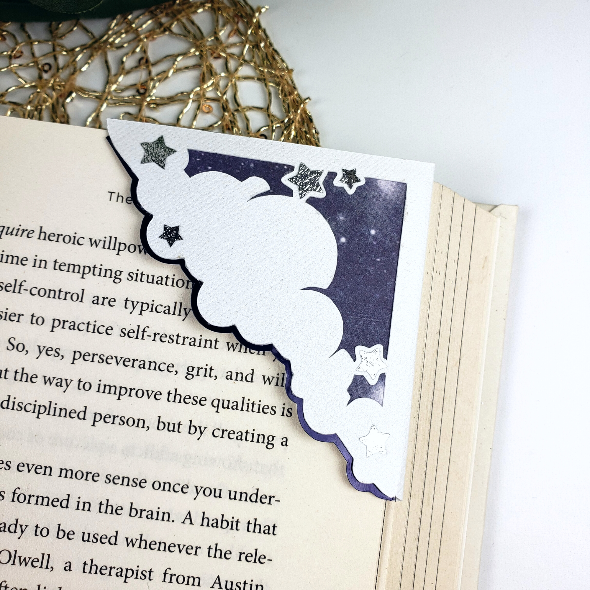 Galaxy Night Stars Signature Corner Bookmark