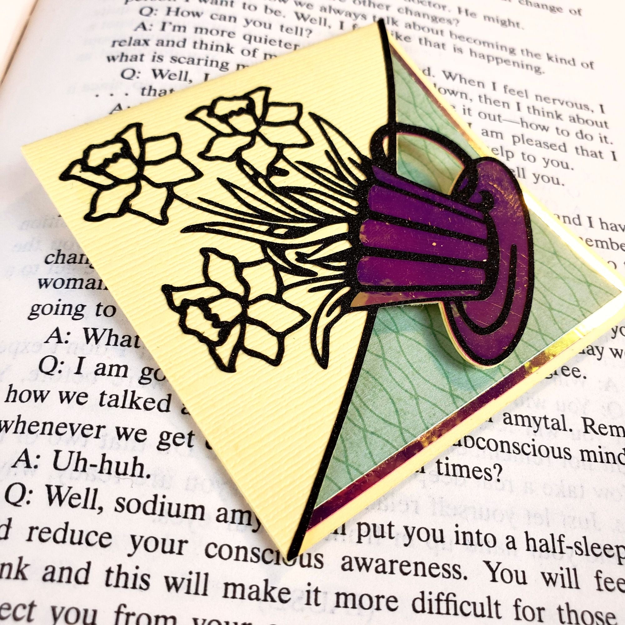 Teacup Flowers Signature Corner Bookmark