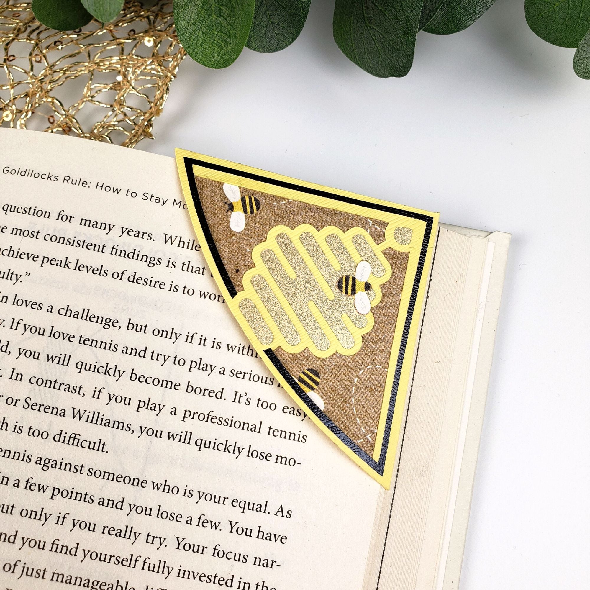 Bee Beehive Signature Corner Bookmark