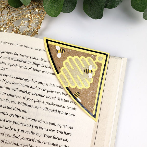 Bee Beehive Signature Corner Bookmark