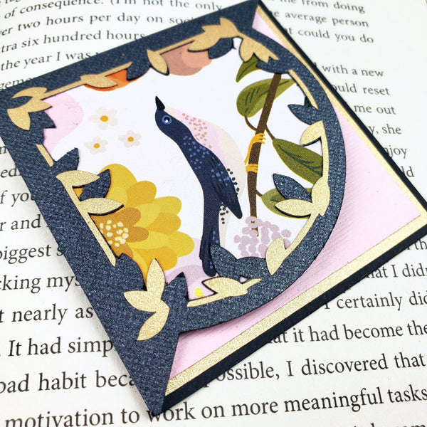 Blue Pink Bird Signature Corner Bookmark