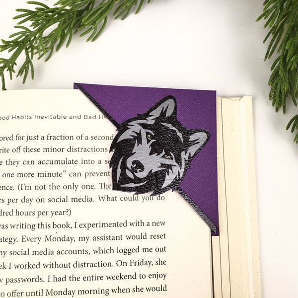 Purple Wolf Signature Corner Bookmark