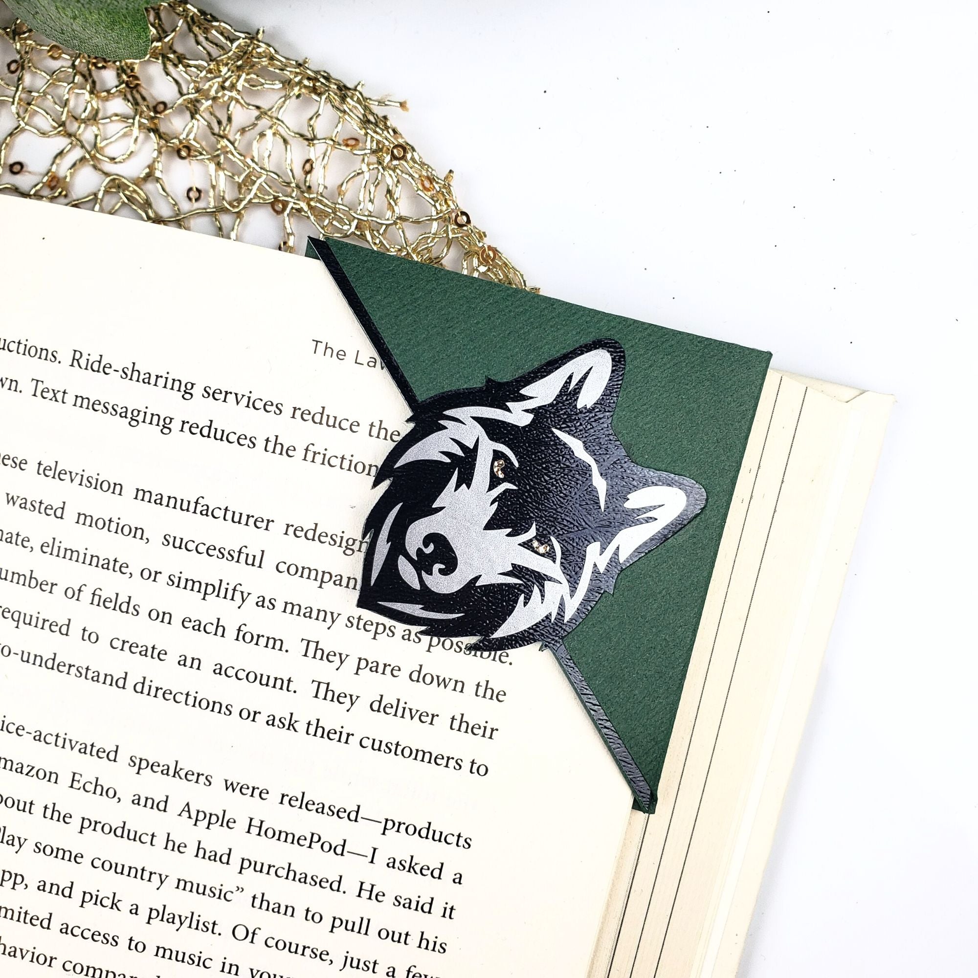 Green Wolf Signature Corner Bookmark