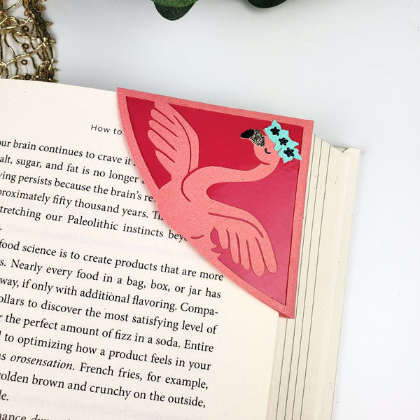Pink Flamingo Signature Corner Bookmark